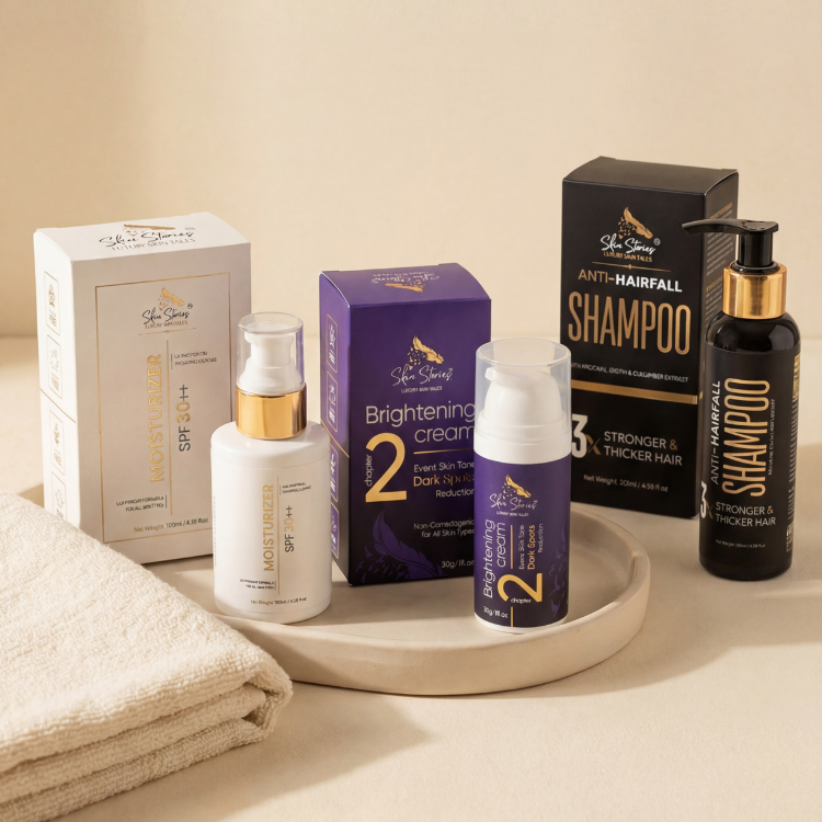 Complete Glow Kit | Brightening Cream, Moisturizer & Anti Hair Fall Shampoo