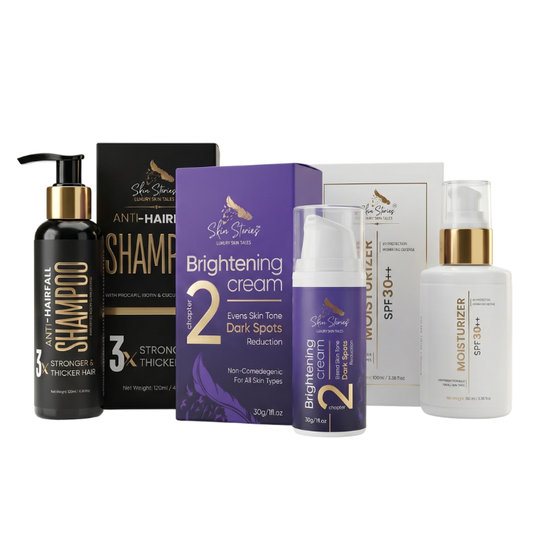 Complete Glow Kit | Brightening Cream, Moisturizer & Anti Hair Fall Shampoo