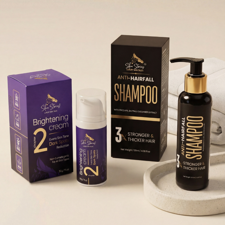 Radiant Hair & Skin Care Duo | Brightening Cream & Anti Hair Fall Shampoo